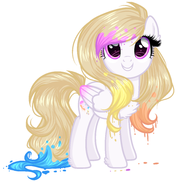 Size: 924x958 | Tagged: safe, artist:gihhbloonde, derpibooru import, oc, oc:spring splat, unofficial characters only, pegasus, pony, base used, chest fluff, eyelashes, female, grin, image, mare, paint, pegasus oc, png, simple background, smiling, solo, transparent background, wings