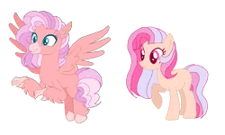 Size: 870x523 | Tagged: safe, artist:selenaede, artist:sparkythedoog, derpibooru import, oc, oc:princess party pastry, oc:princess pink waves, unofficial characters only, classical hippogriff, earth pony, hippogriff, pony, icey-verse, base used, duo, female, magical lesbian spawn, mare, next generation, offspring, parent:pinkie pie, parent:princess skystar, parents:skypie, simple background, sisters, transparent background