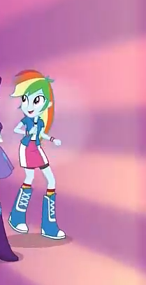 Size: 209x407 | Tagged: safe, derpibooru import, screencap, rainbow dash, equestria girls, spoiler:eqg specials, boots, clothes, compression shorts, cropped, female, picture for breezies, shoes, shorts, skirt, smiling, socks