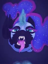 Size: 1536x2048 | Tagged: suggestive, artist:smallhorses, derpibooru import, nightmare moon, alicorn, pony, female, magic, mare, mawshot, open mouth, painting, request, sharp teeth, solo, teeth, tongue out