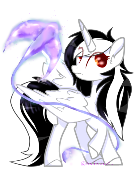 Size: 1024x1365 | Tagged: safe, artist:akiiichaos, derpibooru import, oc, oc:spektra, unofficial characters only, alicorn, pony, female, magic, mare, simple background, solo, stingray, transparent background