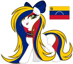 Size: 1004x888 | Tagged: safe, artist:cosmicwitchadopts, derpibooru import, ponified, earth pony, pony, bow, choker, female, hair bow, mare, nation ponies, simple background, solo, transparent background, venezuela