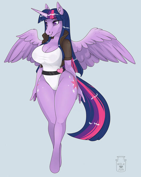 Size: 1018x1280 | Tagged: alicorn, anthro, artist:milk-jug, artist:sugarcup, big breasts, breasts, busty twilight sparkle, cleavage, clothes, curvy, derpibooru import, dress, female, hourglass figure, leotard, mare, questionable, see-through, simple background, smiling, solo, solo female, twilight sparkle, twilight sparkle (alicorn)