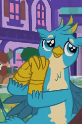 Size: 167x253 | Tagged: safe, derpibooru import, screencap, gallus, gryphon, what lies beneath, animated, claws, cropped, cute, gallabetes, gif, male, school of friendship, smug, wings