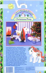 Size: 700x1112 | Tagged: safe, derpibooru import, official, merry treat, pony, g1, backcard, christmas, christmas eve, christmas pony, christmas tree, holiday, present, santa claus, scan, solo, toy, tree, united kingdom