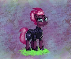Size: 1300x1080 | Tagged: safe, artist:usattesa, derpibooru import, tempest shadow, pony, my little pony: the movie, blushing, female, grass, looking at you, solo