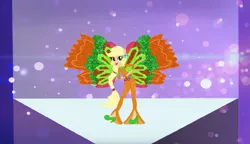 Size: 1733x996 | Tagged: safe, artist:selenaede, artist:user15432, derpibooru import, applejack, fairy, human, equestria girls, base used, clothes, crossover, ear piercing, earring, fairy wings, flower, hasbro, hasbro studios, high heels, humanized, jewelry, onyrix, piercing, ponied up, rainbow s.r.l, shoes, transformation, winged humanization, wings, winx club, world of winx