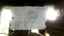 Size: 1280x720 | Tagged: safe, artist:christibailey, artist:poundcakemlp2000, derpibooru import, oc, oc:thomasseidler, oc:thomastheautisticunicorn, unofficial characters only, pony, unicorn, curly hair, cute, glasses, handsome, lined paper, solo, thomas, traditional art