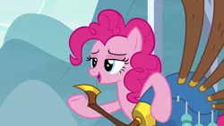 Size: 1280x720 | Tagged: derpibooru import, pinkie pie, safe, screencap, yakity-sax, yovidaphone