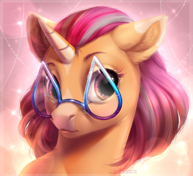 Size: 1825x1668 | Tagged: safe, artist:kerydarling, derpibooru import, oc, unofficial characters only, pony, unicorn, bust, detailed, glasses, solo