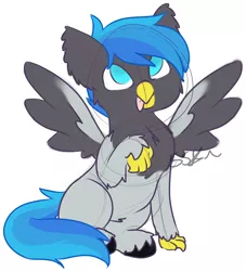 Size: 894x983 | Tagged: artist:starstrucksocks, classical hippogriff, cute, derpibooru import, hippogriff, oc, oc:dynamo gust, safe, silly, sitting, sketch