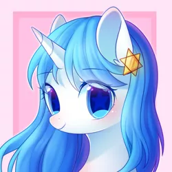 Size: 1500x1500 | Tagged: safe, artist:leafywind, derpibooru import, oc, unofficial characters only, pony, unicorn, blushing, bust, cute, female, looking at you, mare, portrait, smiling, solo, starry eyes, stars, wingding eyes