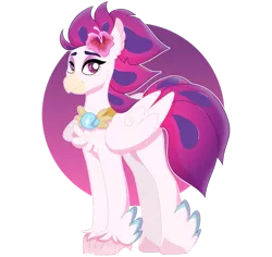 Size: 1023x965 | Tagged: abstract background, artist:leviostars, blushing, classical hippogriff, derpibooru import, female, flower, flower in hair, hippogriff, looking at you, my little pony: the movie, peytral, queen novo, safe, simple background, smiling, solo, transparent background