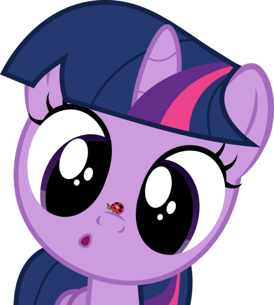 Size: 1795x2000 | Tagged: alicorn, artist:phucknuckl, big eyes, cross-eyed, cute, derpibooru import, female, filly, hilarious in hindsight, inkscape, insect on nose, ladybug, ladybugs-awake, :o, open mouth, safe, simple background, solo, transparent background, twiabetes, twilight sparkle, twilight sparkle (alicorn), vector