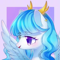 Size: 1500x1500 | Tagged: safe, artist:leafywind, derpibooru import, oc, oc:birdy, unofficial characters only, pegasus, pony, blushing, bust, cute, ear piercing, earring, female, jewelry, mare, open mouth, piercing, portrait, solo, starry eyes, wingding eyes