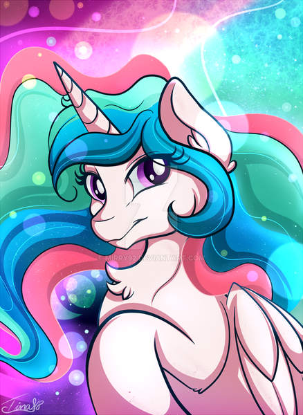 Size: 900x1232 | Tagged: safe, artist:mirry92, derpibooru import, princess celestia, alicorn, pony, cute, cutelestia, deviantart, female, looking at you, mare, obtrusive watermark, signature, solo, watermark