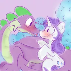 Size: 1024x1024 | Tagged: safe, artist:amare-fide, derpibooru import, rarity, spike, blushing, boop, female, male, noseboop, older, older spike, shipping, sparity, straight