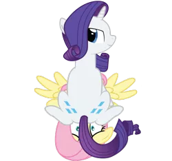 Size: 925x864 | Tagged: suggestive, derpibooru import, fluttershy, rarity, pegasus, pony, unicorn, and then there's rarity, both cutie marks, butt sniffing, facesitting, female, females only, flutterseat, horn, not shipping, plot, prize on the eyes, raridom, raritys personal seat fluttershy, simple background, sitting, transparent background, wings