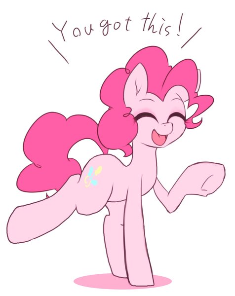 Size: 1626x2048 | Tagged: safe, artist:akainu_pony, derpibooru import, pinkie pie, earth pony, pony, eyes closed, female, happy, mare, motivational, open mouth, positive ponies, simple background, smiling, solo, white background