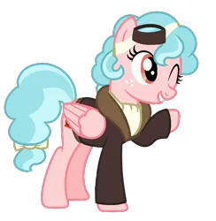 Size: 856x876 | Tagged: safe, artist:dreamybae, artist:thefanficfanpony, derpibooru import, cozy glow, pegasus, pony, season 8, spoiler:s08, base used, clothes, female, goggles, jacket, mare, older, older cozy glow, simple background, solo, transparent background
