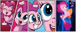 Size: 1320x560 | Tagged: safe, artist:pencils, derpibooru import, edit, editor:wanderingpony, idw, pinkie pie, bubble fish, earth pony, fish, pony, seapony (g4), my little pony: the movie, spoiler:comic, spoiler:comic69, bubble, comic, cute, diapinkes, ed edd n eddy, female, grin, mare, official comic, seaponified, seapony pinkie pie, smiling, solo, species swap, text edit, that pony sure does love being a seapony, wish