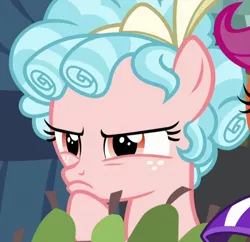 Size: 632x612 | Tagged: safe, derpibooru import, screencap, cozy glow, pegasus, pony, marks for effort, cozy glow is best facemaker, cozy glow is not amused, cozybetes, cropped, cute, female, filly, foal, pure concentrated unfiltered evil of the utmost potency, solo, thinking