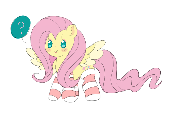 Size: 688x447 | Tagged: safe, artist:bubbled-tea-dreams, derpibooru import, fluttershy, pegasus, pony, blushing, chibi, clothes, cute, hnnng, question mark, shyabetes, simple background, socks, solo, striped socks, transparent background