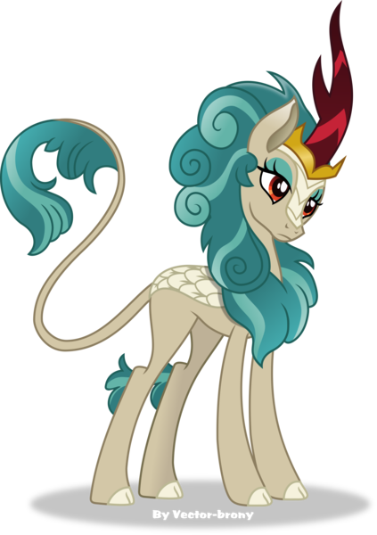 Size: 2902x4118 | Tagged: artist:vector-brony, cloven hooves, derpibooru import, eyeshadow, female, frown, head tilt, kirin, lidded eyes, makeup, profile, quadrupedal, queen, rain shine, safe, scales, simple background, solo, sounds of silence, transparent background, vector