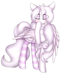 Size: 3377x3978 | Tagged: safe, artist:mimihappy99, derpibooru import, oc, oc:milky moon, unofficial characters only, pegasus, pony, art trade, clothes, female, frilly socks, mare, simple background, socks, solo, striped socks, transparent background