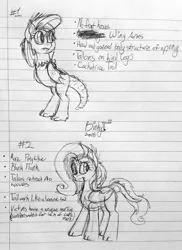 Size: 1829x2507 | Tagged: artist:binkyt11, bipedal, cockatrice, cockatrice pony, concept art, derpibooru import, fangs, female, fluttercock, fluttershy, lined paper, looking back, majestic as fuck, mare, monochrome, monster pony, original species, pen drawing, safe, solo, species swap, traditional art, wing arms