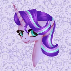 Size: 600x600 | Tagged: safe, artist:timser_, artist:timserart, derpibooru import, starlight glimmer, pony, unicorn, bust, portrait, smiling, solo