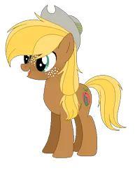 Size: 396x512 | Tagged: safe, artist:puderniczka12, derpibooru import, oc, oc:lucky apple, unofficial characters only, offspring, parent:applejack, parent:quibble pants, parents:quibblejack, simple background, solo, transparent background