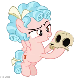 Size: 6000x6000 | Tagged: safe, artist:suramii, derpibooru import, cozy glow, pegasus, pony, school raze, absurd resolution, female, filly, flying, freckles, holding, simple background, skull, solo, transparent background, vector