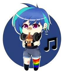 Size: 800x900 | Tagged: artist:badhthebrad, clothes, cute, cutie mark, derpibooru import, ear piercing, earring, headset, human, humanized, jewelry, piercing, rainbow socks, safe, simple background, socks, solo, striped socks, transparent background, vinyl scratch