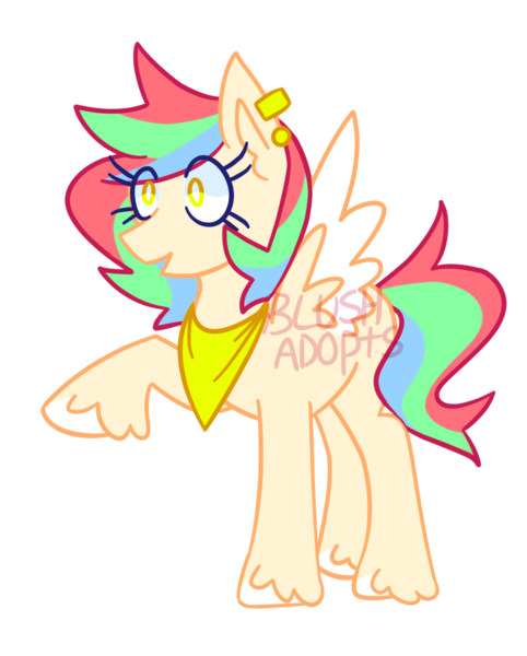 Size: 1024x1274 | Tagged: safe, artist:officialawkwardalien, derpibooru import, oc, unofficial characters only, pegasus, pony, adoptable, bandana, ear piercing, female, mare, piercing, simple background, solo, spread wings, transparent background, wings