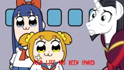 Size: 4800x2700 | Tagged: chancellor neighsay, derpibooru import, edit, photoshop, pipimi, pop team epic, popuko, safe, school raze, shitposting