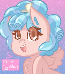 Size: 741x838 | Tagged: safe, artist:mocaangel, derpibooru import, cozy glow, pegasus, pony, chest fluff, colored pupils, cozybetes, cute, dialogue, ear fluff, evil, female, filly, looking at you, mare, pure concentrated unfiltered evil of the utmost potency, pure unfiltered evil, solo, speech bubble