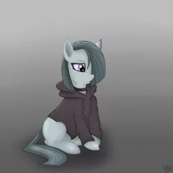 Size: 3600x3600 | Tagged: safe, artist:partes, derpibooru import, marble pie, earth pony, pony, choker, clothes, female, hoodie, lonely inky, mare, sad, solo