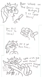 Size: 551x1002 | Tagged: safe, artist:jargon scott, derpibooru import, bon bon, lyra heartstrings, sweetie drops, earth pony, pony, unicorn, bon bon is not amused, comic, don't shake me i'm full of milkshakes, fail, female, floppy ears, injured, l.u.l.s., razor, shaking, shaving, simple background, straight razor, stupidity, u lil shid, unamused, vulgar, white background