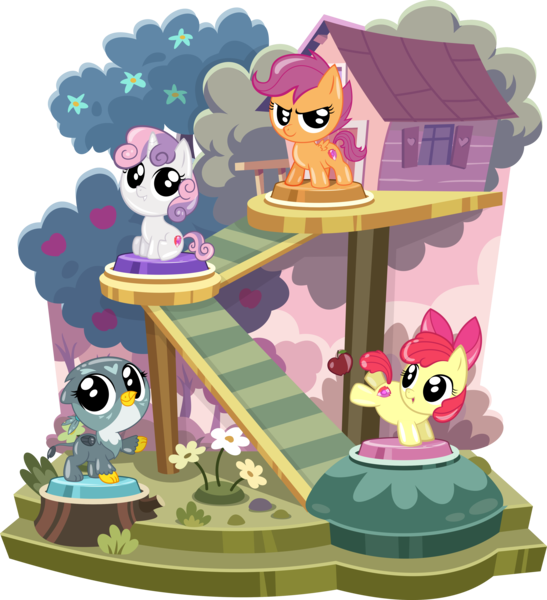 Size: 3868x4244 | Tagged: safe, artist:phucknuckl, derpibooru import, apple bloom, gabby, scootaloo, sweetie belle, earth pony, gryphon, pegasus, pony, unicorn, my little pocket ponies, adorabloom, apple, apple bloom's bow, apple tree, bow, cute, cutealoo, cutie mark, cutie mark crusaders, diasweetes, female, filly, flower, foal, fruit, gabbybetes, hair bow, looking at you, open mouth, pocket ponies, set, simple background, sitting, small wings, smiling, smiling at you, spread wings, the cmc's cutie marks, transparent background, tree, treehouse, wings