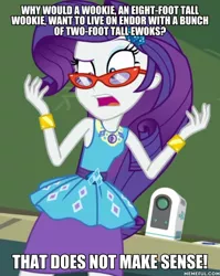 Size: 600x753 | Tagged: safe, derpibooru import, edit, edited screencap, screencap, rarity, equestria girls, equestria girls series, happily ever after party, bracelet, chewbacca defense, geode of shielding, glasses, glasses rarity, happily ever after party: rarity, image macro, jewelry, johnnie cochran, johnny cochran, magical geodes, meme, memeful.com, obligatory pony, rarity's glasses, south park