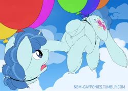 Size: 1280x916 | Tagged: safe, artist:uliovka, derpibooru import, party favor, pony, unicorn, balloon, fetish, flying, headless, male, modular, not salmon, screaming, solo, stallion, tail, wat, what has magic done