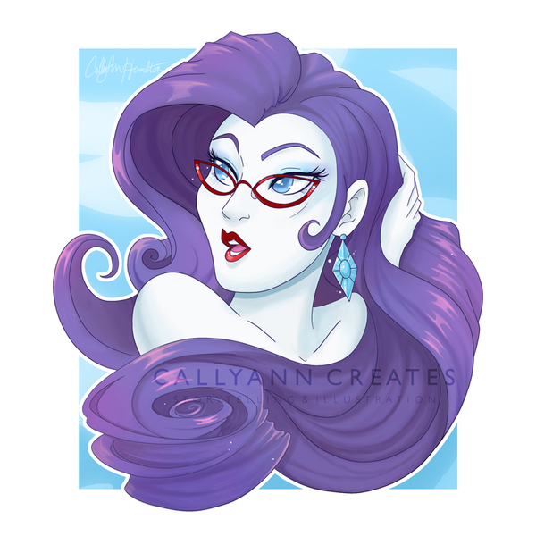 Size: 800x800 | Tagged: safe, artist:callyanncreates, derpibooru import, rarity, equestria girls, bust, ear piercing, earring, female, glasses, jewelry, piercing, solo