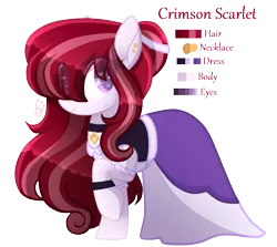 Size: 2169x1936 | Tagged: safe, artist:sugaryicecreammlp, derpibooru import, oc, oc:crimson scarlet, earth pony, pony, clothes, dress, female, mare, reference sheet, simple background, solo, transparent background