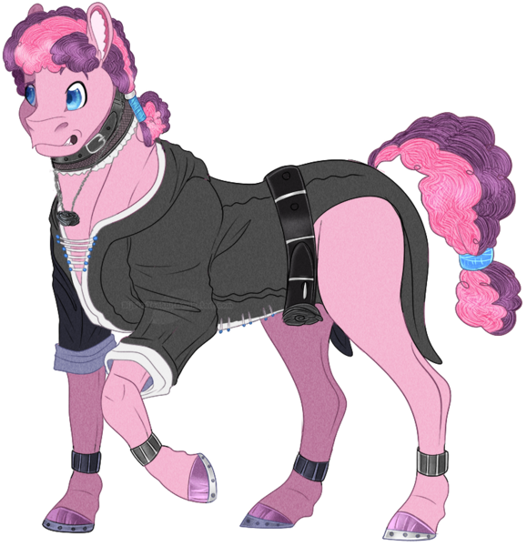 Size: 790x818 | Tagged: safe, artist:bijutsuyoukai, derpibooru import, oc, earth pony, pony, belt, clothes, collar, jacket, jewelry, leather jacket, magical lesbian spawn, male, necklace, offspring, parent:inky rose, parent:pinkie pie, parents:inkypie, simple background, solo, stallion, transparent background