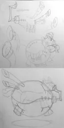 Size: 1024x2036 | Tagged: safe, artist:supra80, derpibooru import, pinkie pie, pony, yakity-sax, bodysuit, faic, female, hood, inflatable suit, inflation, mare, puffy cheeks, sketch, sketch dump, traditional art, yovidaphone