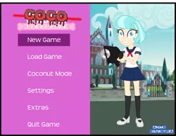 Size: 1952x1513 | Tagged: safe, artist:anime-equestria, derpibooru import, coco pommel, equestria girls, buzzsaw, clothes, coco yandere, crystal prep academy, female, game, mary janes, menu, menu screen, miniskirt, pleated skirt, sailor uniform, school uniform, schoolgirl, shoes, skirt, smiling, socks, solo, video game, yandere, yandere simulator, yandere-chan