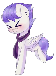 Size: 2904x4000 | Tagged: safe, artist:twily-star, derpibooru import, oc, oc:nightberry, unofficial characters only, pegasus, pony, icey-verse, blushing, chibi, clothes, commission, cute, ear piercing, earring, eyes closed, female, jewelry, magical lesbian spawn, mare, next generation, ocbetes, offspring, open mouth, parent:nightshade, parent:raspberry vinaigrette, parents:raspberryshade, piercing, scarf, simple background, solo, transparent background