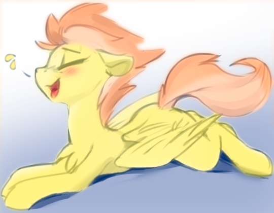 Size: 540x420 | Tagged: artist:dimfann, cute, cutefire, derpibooru import, eyes closed, female, lying down, mare, open mouth, safe, solo, spitfire