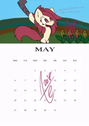 Size: 594x842 | Tagged: amputee, artist:exxie, calendar, colored, derpibooru import, may, oc, oc:mayni, pun, simple background, suggestive, unofficial characters only